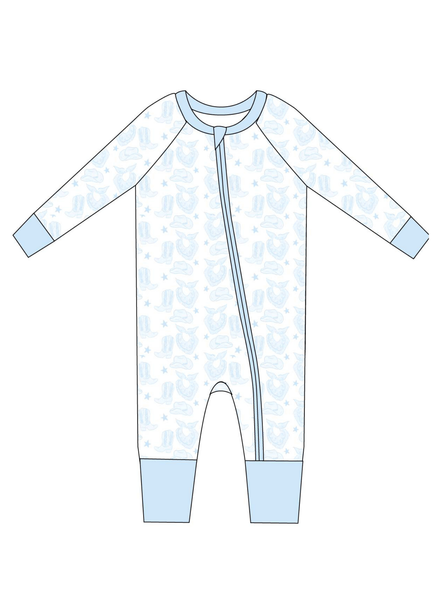 Blue Watercolor Cowboy Zip Jam