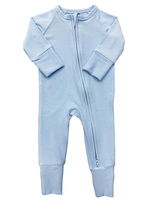 Light Blue Ribbed Zip Jam
