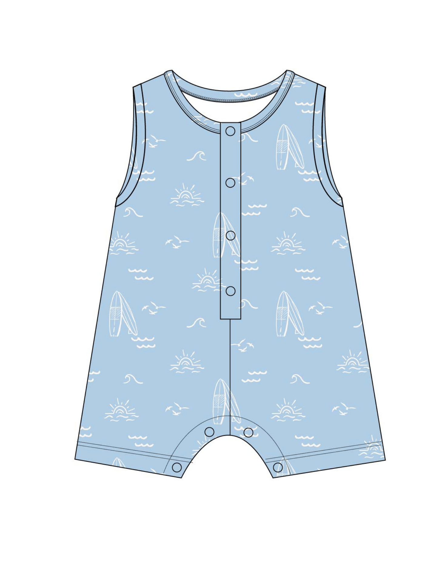 Surfs Up Sleevelss Shortie Romper