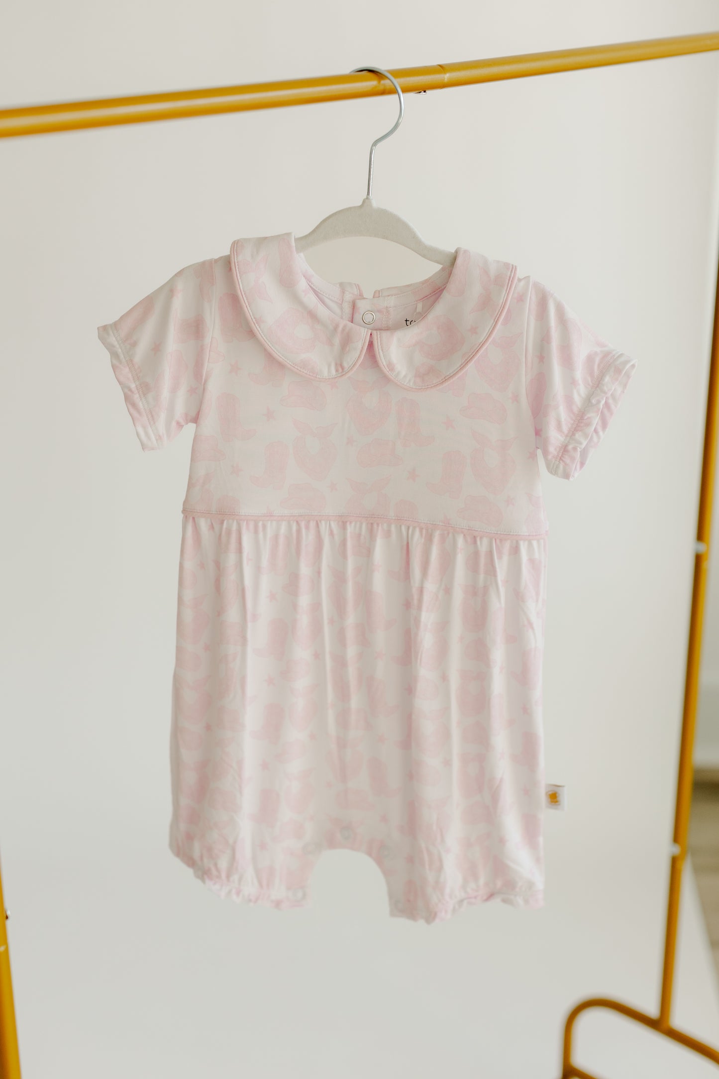 Pink Watercolor Cowboy Bubble Romper