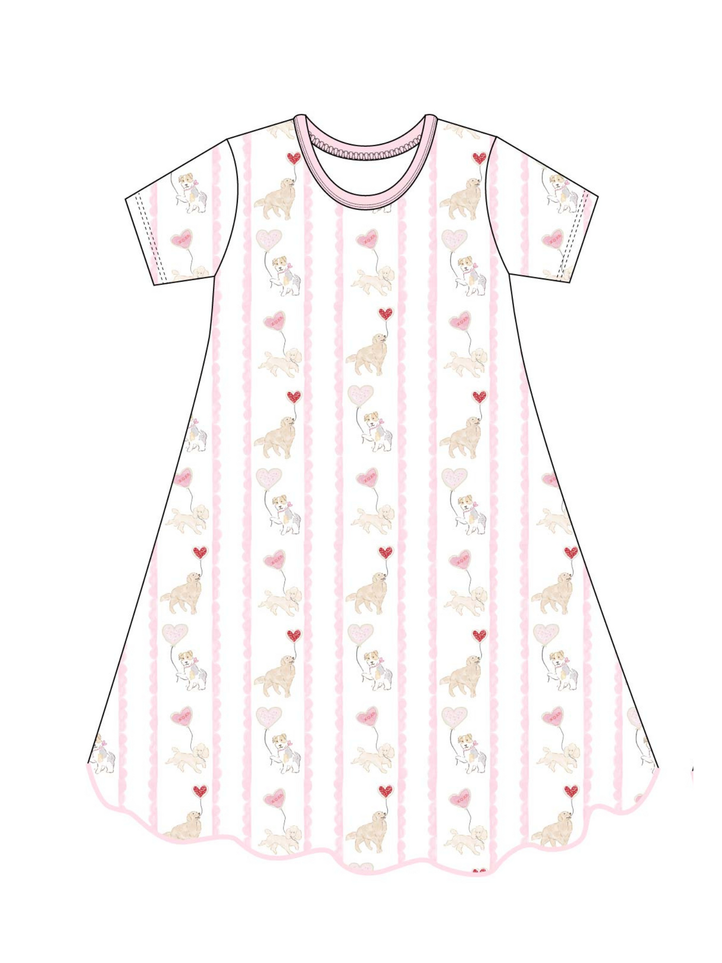 Valentine Pups Nightgown